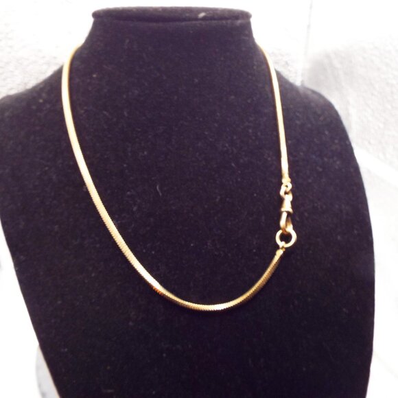 ANTIQUE SIMMONS GOLDFILLED SNAKE CHAIN DOG CLIP 15 1/2\